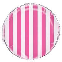 Hot Pink Stripes Round Foil Balloon 18  Packaged"