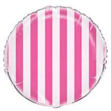 Hot Pink Stripes Round Foil Balloon 18  Packaged"