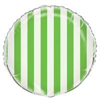 Lime Green Stripes Round Foil Balloon 18  Packaged"