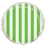 Lime Green Stripes Round Foil Balloon 18  Packaged"