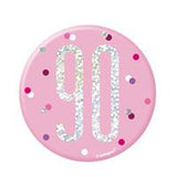 1 Glitz Pink & Silver Birthday Badge 90
