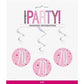 6 Glitz Pink & Silver Hanging Swirls 32L 70"