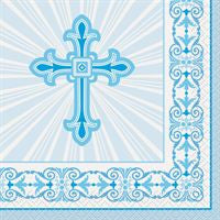 Blue Radiant Cross Beverage Napkins  16ct