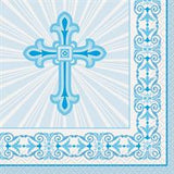 Blue Radiant Cross Beverage Napkins  16ct