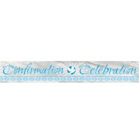 Foil Blue Radiant Cross Confirmation" Banner  12 ft"