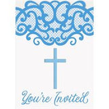 Fancy Blue Cross Invitations  8ct