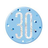 1 Glitz Blue & Silver Birthday Badge 30