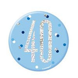 1 Glitz Blue & Silver Birthday Badge 40