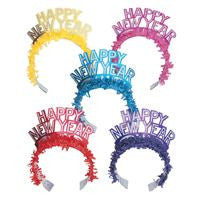 New Years Glitter Fringe Tiaras - Assorted  Bulk