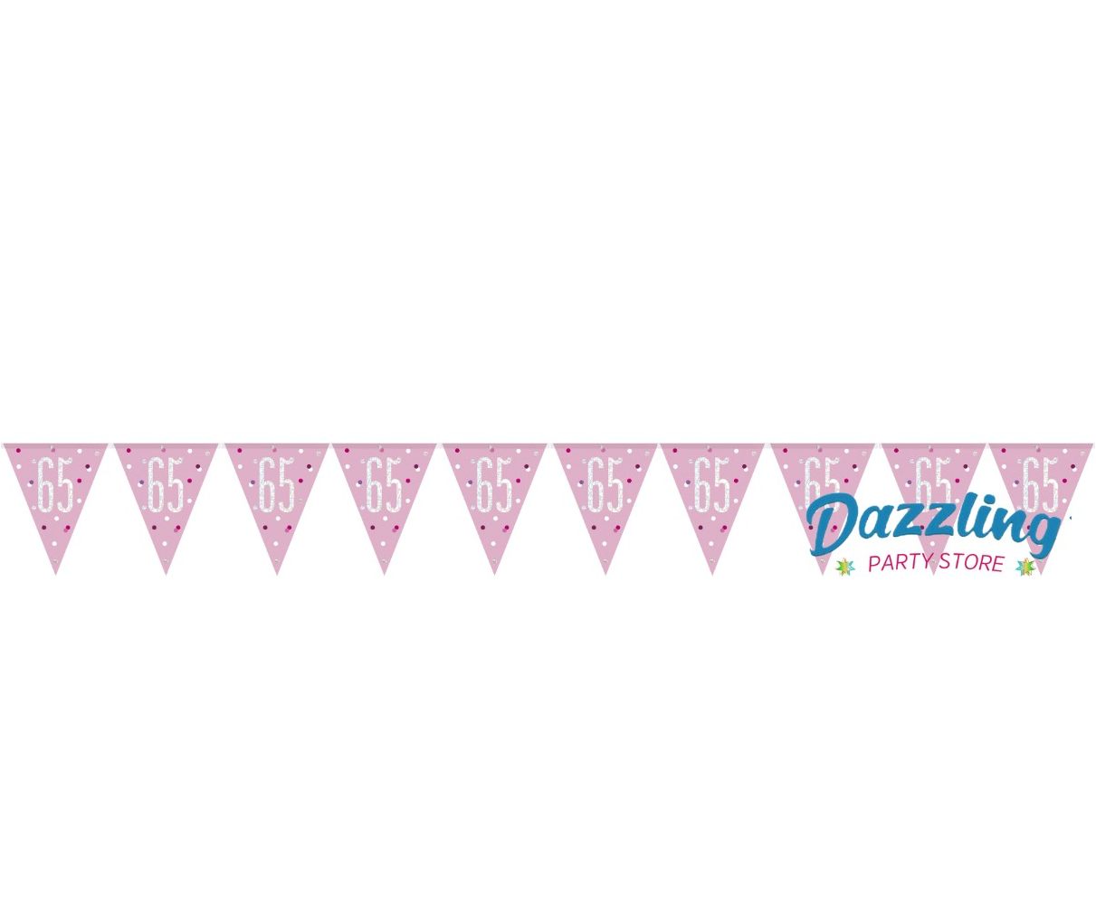 Pink Number 65 Plastic Pennant Banner 9' Prismatic