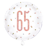 Age 65 rose gold birthday balloon