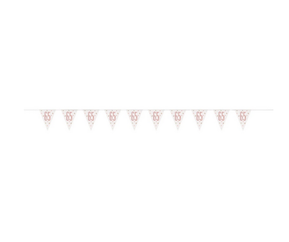 Number 65 Plastic Pennant Banner 9' Prismatic Rose gold
