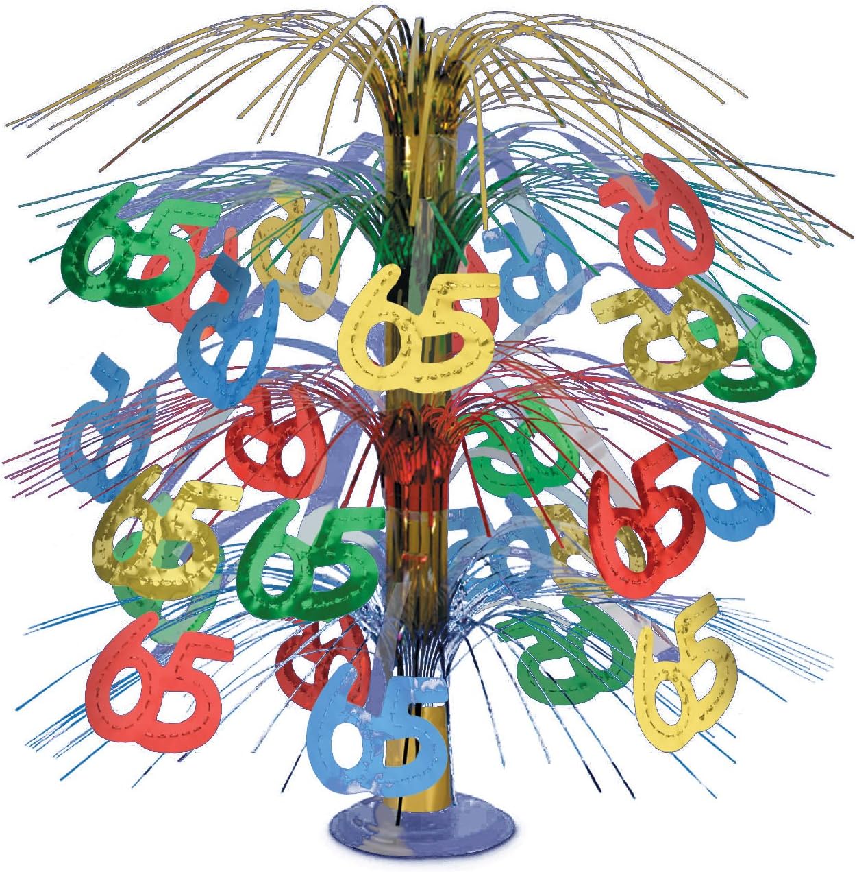 65th Birthday Cascade Centrepiece Metallic 18"
