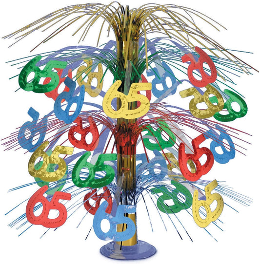 65th Birthday Cascade Centrepiece Metallic 18"