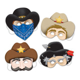 4pc Cut Out Cowboy Masks