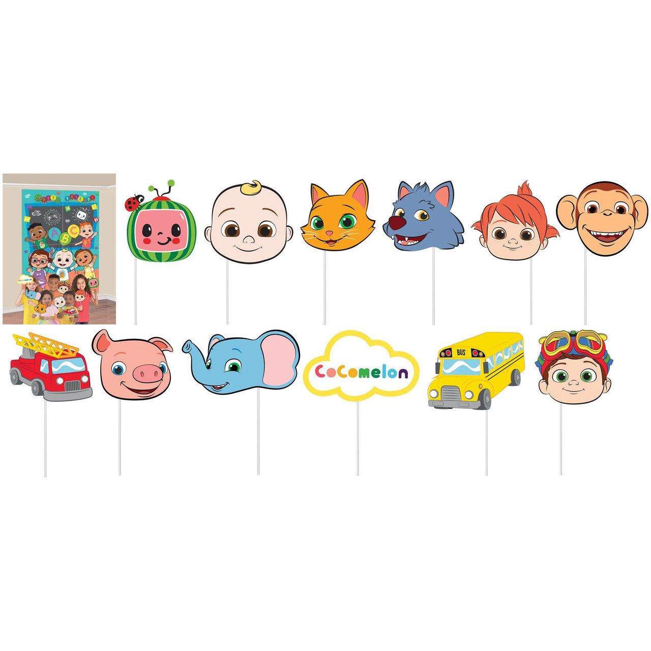 Cocomelon Birthday Party Photo Booth Kit 16 PC
