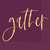 Modern Thanksgiving Gather" Luncheon Napkins  20ct - Foil Stamping"