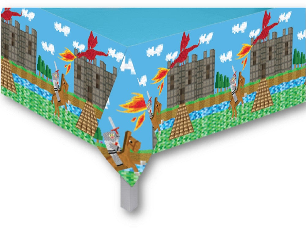 Medieval Minecraft Theme Plastic Table Cover Tablecloth Birthday Party Decor