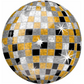 Anagram Orbz 16" New Year's Eve Gold Silver Black Disco Ball Foil Balloon 4 Sided