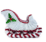 Tinsel Winter Christmas Sleigh 9.5" High Standing 3D Xmas Holiday Decoration White