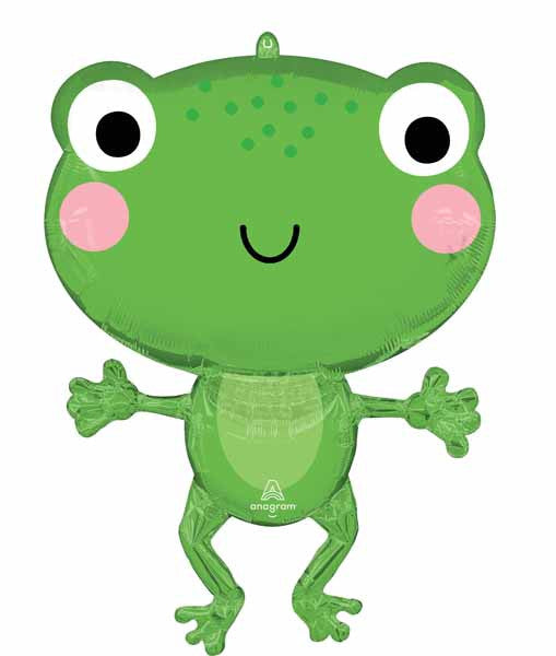 29" Happy Green Frog Supershape Foil Balloon