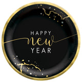 Gold & Black Happy New Year Dessert Plates
