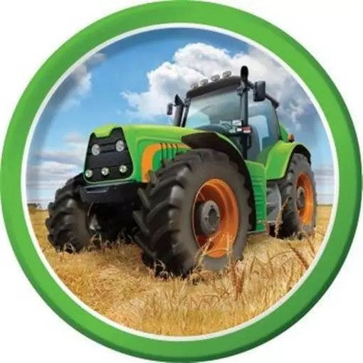 Tractor Time 7 Inch Paper Plates Farm Birthday Party Decoration 8/CT