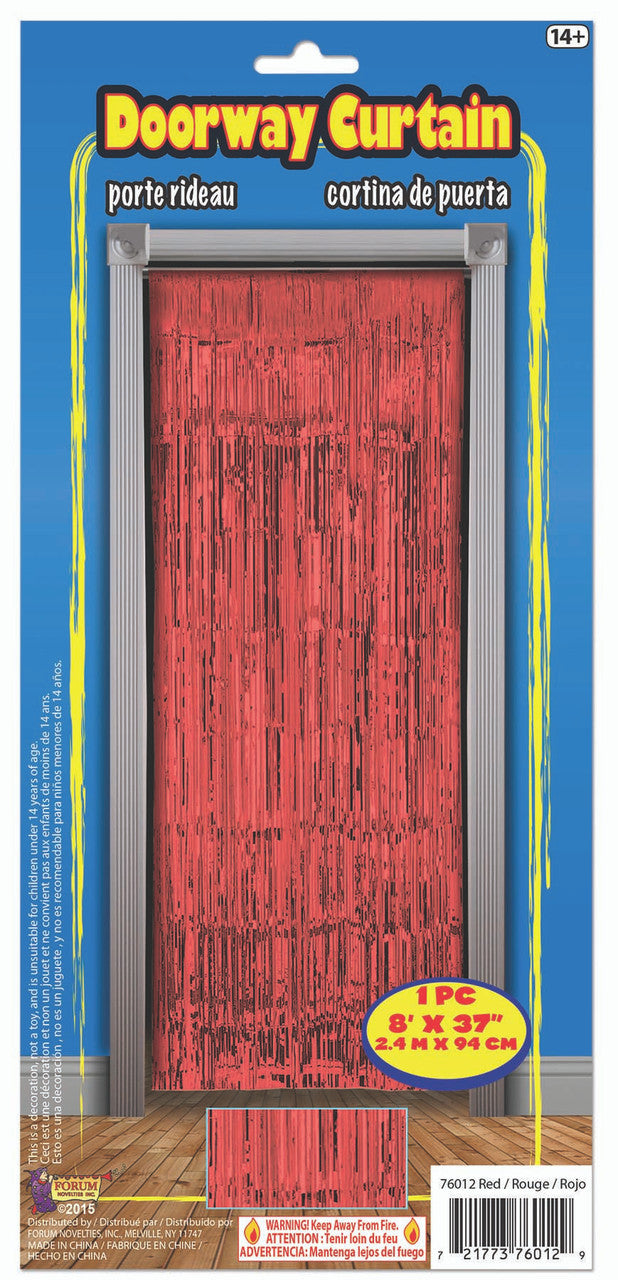 Metallic Red Foil Doorway Tinsel Curtain Backdrop 1 piece 3.3' x 6' Decoration