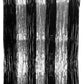 Metallic Silver & Black Foil Doorway Tinsel Curtain Backdrop 8ft x 37" Decor