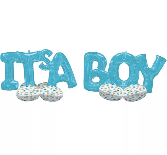 "It's A Boy" Decoration Phrase Deluxe Airloonz 100" Foil Balloon Decor