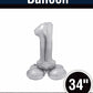 34" Silver Standing Number 1 Balloon Air-Fill ONLY
