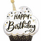 Happy Birthday Wishes Cupcake 29" Supershape Foil Balloon