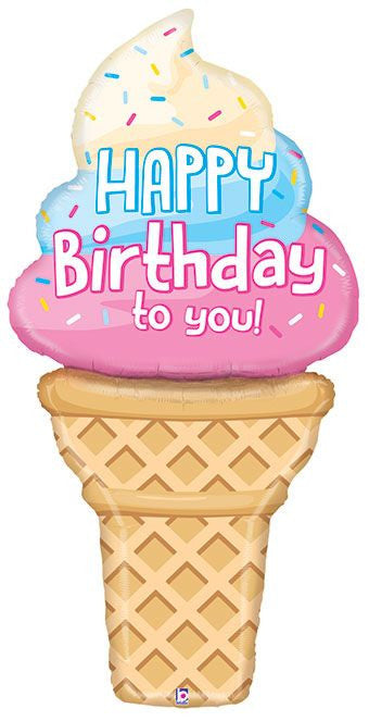 5' Ice Cream Cone Special Delivery Happy Birthday Foil Balloon