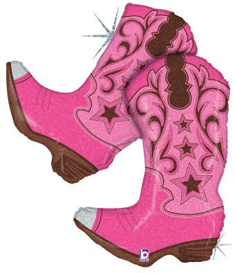 Pink Dancing Cowboy Boots Western 36" Supershape Foil Balloon