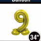 34" Gold Standing Number 9 Balloon Air-Fill ONLY