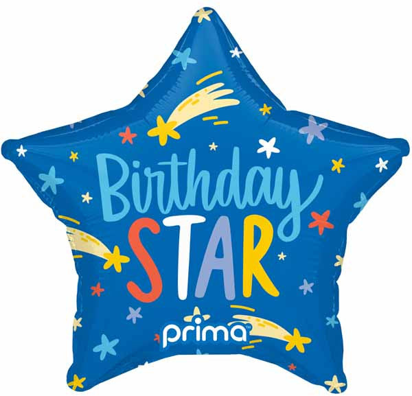 Prima 9" Happy Birthday Star Self-Sealing Foil Balloon 6/PCS