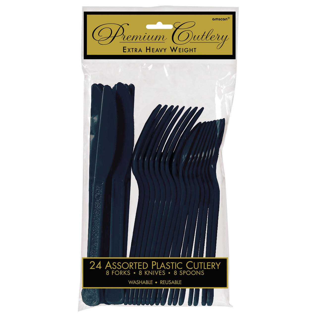 Plastic Navy Blue Cutlery
