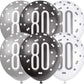 Age 80 Black Silver White Glitz Birthday Latex Balloons