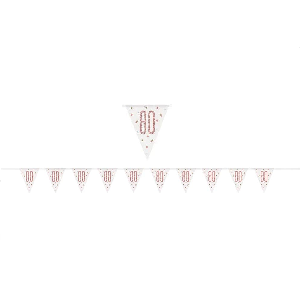 Rose Gold Pink Banner 80th birthday