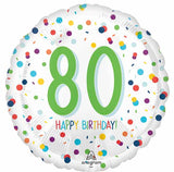 Confetti 80th Happy Birthday 18" Round Foil Balloon