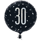 Black Silver Glitz Age 30 Birthday Balloon