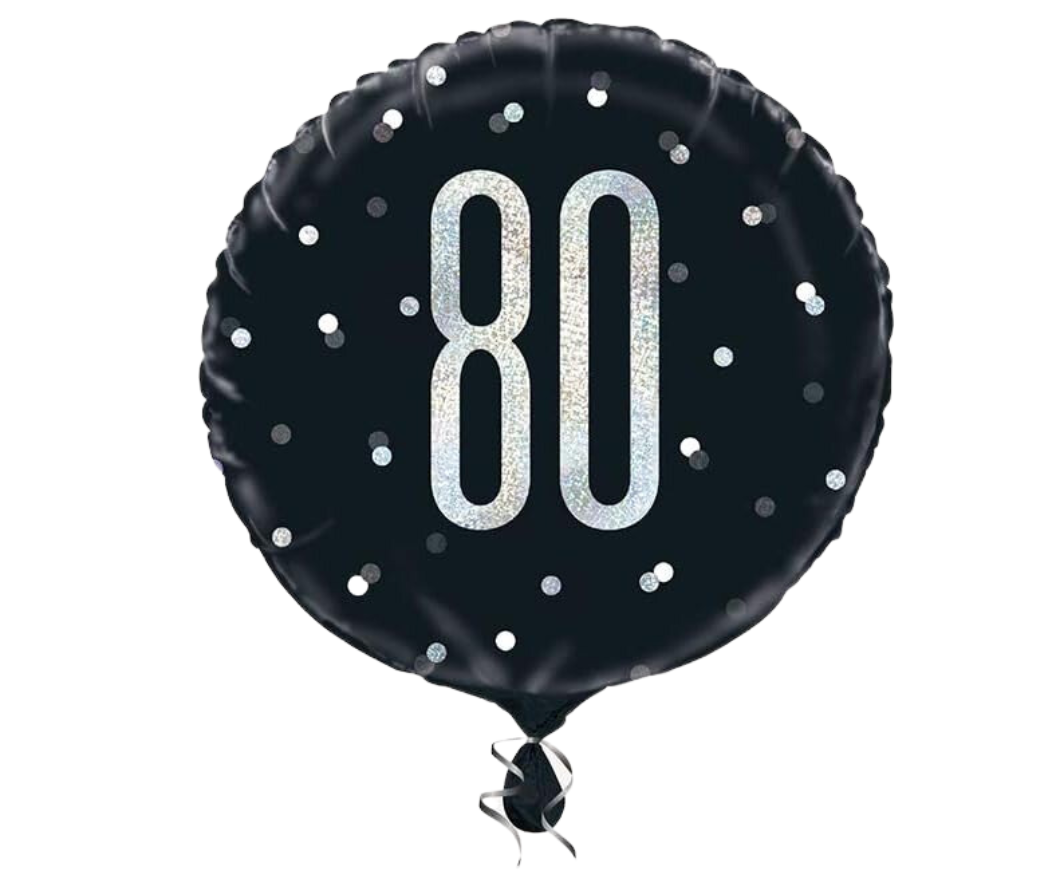 Black Number 80 Foil Birthday Glitz Balloon