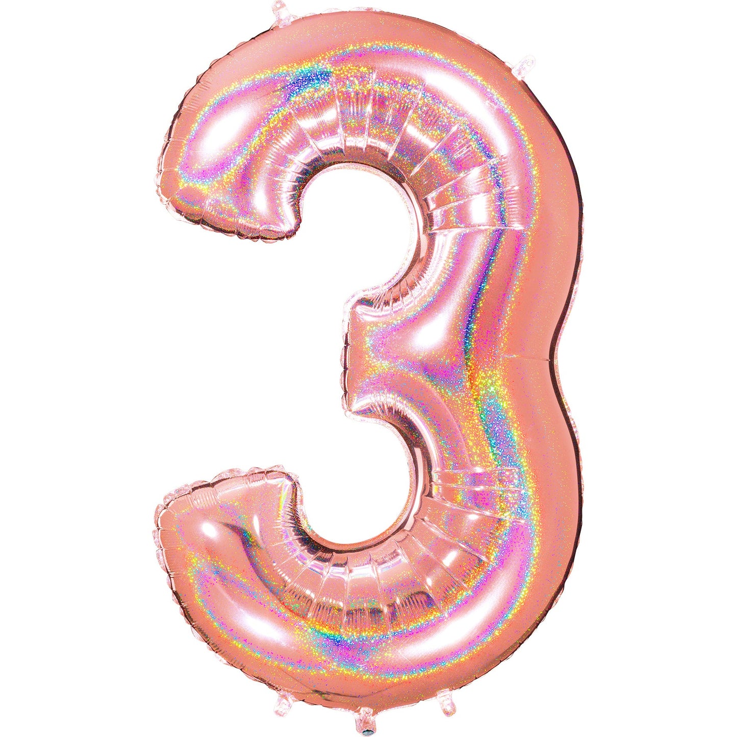 40" Number Rose Gold Glitter Holographic Balloon