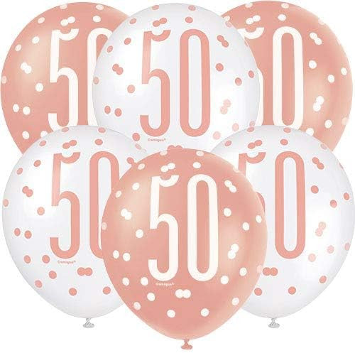 Age 50 Rose Gold Birthday Latex Balloons