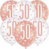 Age 50 Rose Gold Birthday Latex Balloons