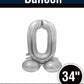 34" Silver Standing Number 0 Balloon Air-Fill ONLY
