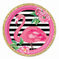 Pink Flamingo Glitter & Stripes Dessert Plate