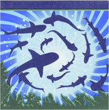 Circling Sharks Beverage Cocktail Napkins Birthday Party Decor Tableware 16pc/pk