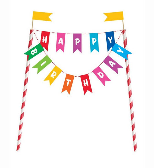 Rainbow Birthday Bunting Cake Topper 1/CT