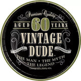 Vintage Dude 60th Birthday 7" Paper Plates The Man Myth Legend 8/CT